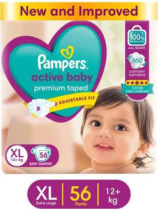 Pampers Active Baby Taped Diapers with Adjustable Fit - XL