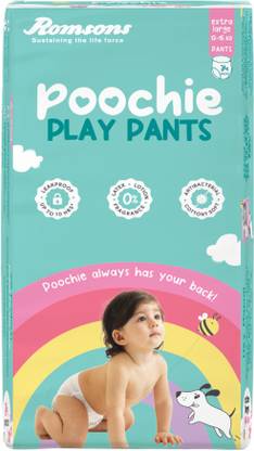 Romsons Wetness Indicator | Cottony Poochie Play Baby Diaper Pants| 12-17 Kg |Soft - XL