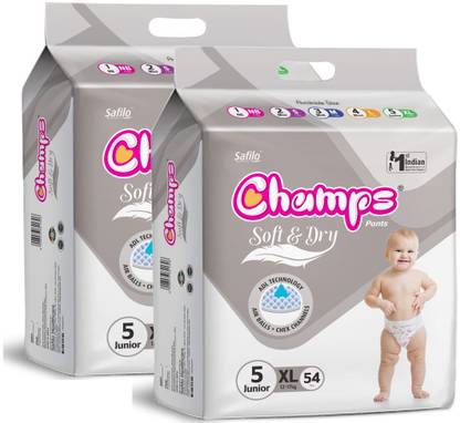 Champs Soft and Dry Baby Diaper Pants|Pack of 2 - XL