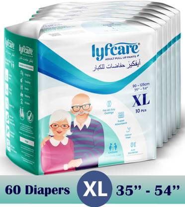 lyfcare Pull-Up Pants | Waist Size (35-54 Inch) Adult Diapers - XL