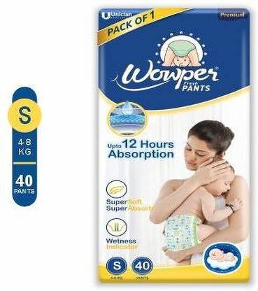 Wowper Fresh Baby Diaper Pants | Up to 12 Hrs Absorption| 4-8 Kgs | Wetness Indicator - S