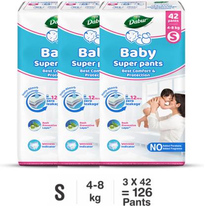 Dabur Baby Super Pants | Diaper Infused with Aloe Vera, Shea Butter & Vitamin E | Insta-Absorb Technology - S