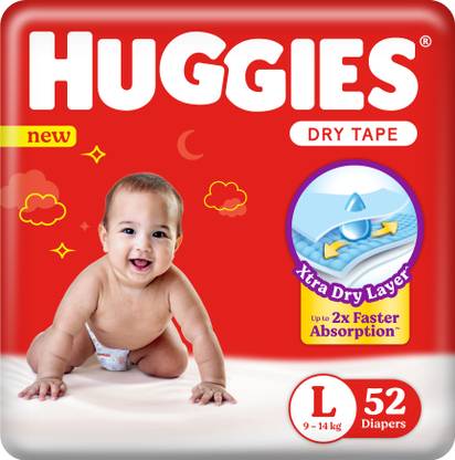 Huggies Dry Tape - Up to 2x Faster Absorption - Up to 12 Hours Overnight Absorption | - L