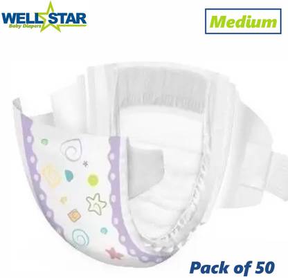 Wellstar Super Soft Baby Diaper (Open Tape ) with High Absorb Technology Medium - M