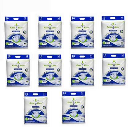 Kasa Kare Adult Diapers, Size - Medium (28"-48") 100 Count, Pack of 10 Adult Diapers - M