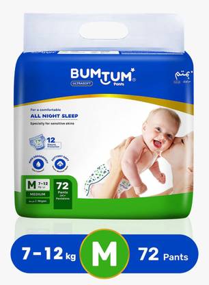 BUMTUM Baby Diaper Pants Double Layer Leakage Protection High Absorb Technology – M  (72 Pieces) at Rs. 479