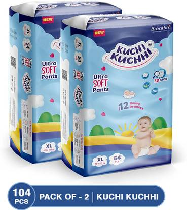 KUCHI KUCHHI Premium super soft baby diaper with a 3D bubble top (Pack of 2) - XL