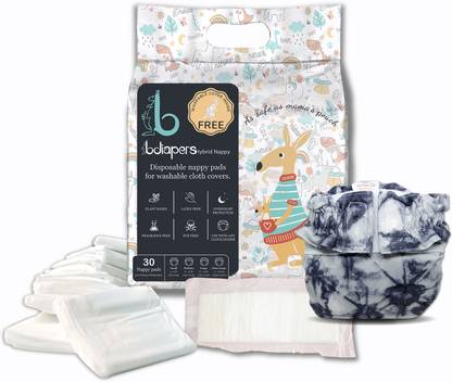 Bdiapers Baby Cloth Diaper+30 Bamboo Disposable NappyPad Inserts/B-pouch/XL 2-3Y/+15kg