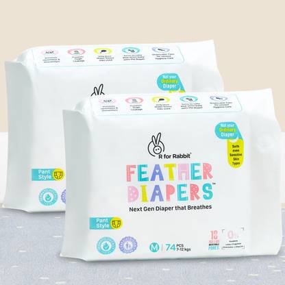 R for Rabbit Feather Baby Diaper Pants M Size - Combo of 96 count Per Pack - M