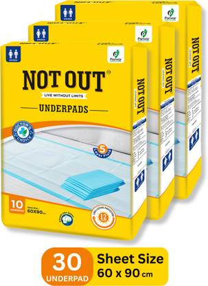 NOT OUT Underpad with 12-Hour Protection & 5-Layer Quick Lock System | Pack of 3 Adult Diapers - L