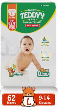 TEDDYY Easy Diaper Pants with Rash Protection and 3x Faster absorption Technology - L