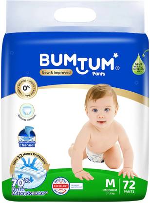BUMTUM Baby Diaper Pants Double Layer Leakage Protection High Absorb Technology - M