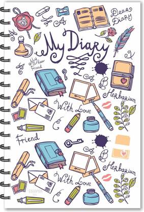 ESCAPER My Diary White Designer Diary (Ruled - A5 Size), Personal Diary, Personal Notebook A5 Diary Ruled 160 Pages