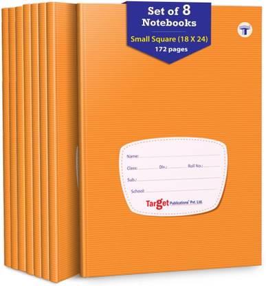 Woodsnipe Small Maths Square Ruled Notebooks | Square 9 mm | 176 Pages A5 Size | Soft Brown Cover | 18 cm x 24 cm Approx | Maths Notebook for Exercise and Practice | Pack of 8 Books | GSM 60 A5 Notebook Square ruled 1408 Pages