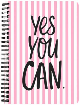 TaffyNotes Yes You Can (Black) A5 Notebook Plain 120 Pages