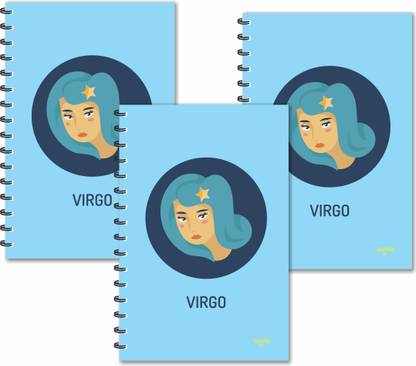 ESCAPER VIRGO Designer Zodiac Diaries (Ruled - A5 Size - SUPER SAVER Pack of 3 Diaries), Zodiac Sign Diaries, Zodiac Notebook, Astrology Diaries, Horoscope Diaries A5 Diary Ruled 160 Pages