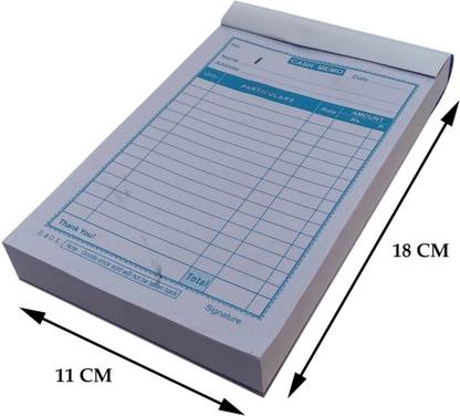 S P EDUCAATION Cash Memo BILL BOOK 100 +100 CARBON Pages ( 18X11 CM ) A5 Cash Memo Unruled 200 Pages