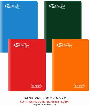 NEELGAGAN Bank Pass Book, No. 22 (12.0cm X 18.0cm) (Soft Rexine Cover) Regular Note Pad Ruled 136 Pages
