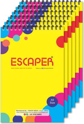 ESCAPER Regular Notepads (Pack Of 6 Notepads - Ruled - A5 Size - 8.5 x 5.5 inches), Writing Pads, Notepad Memo, Memo Pads A5 Note Pad Ruled 50 Pages