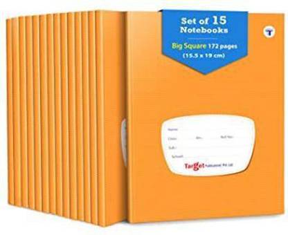 Target Publications Big Square Notebooks for Kids & Students | Maths Copy | 15.5 x 19 cm |Pack of 15 Regular Notebook Big Square 2580 Pages