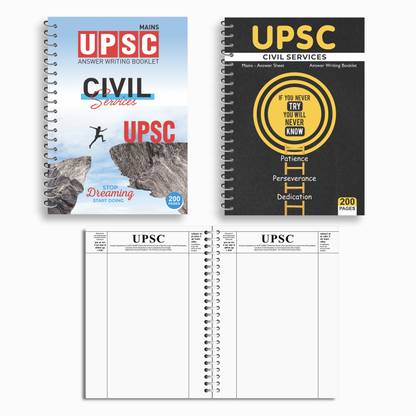twinster Upsc Mains Answer Writing Booklet (200 pages in one booklet, Pack of 2) A4 Note Book ( Unrulled ) 200 Pages