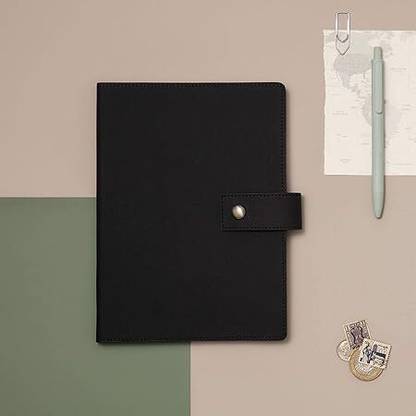 Perveen Black Color With Button Lock Diary A5 Executive Diary A5 Diary RULED 200 Pages