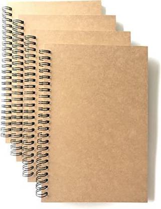 TWONE A5 Wirebound Notebooks Bulk Journals Spiral Steno Pads Lined Kraft Brown A5 Notebook Ruled 100 Pages