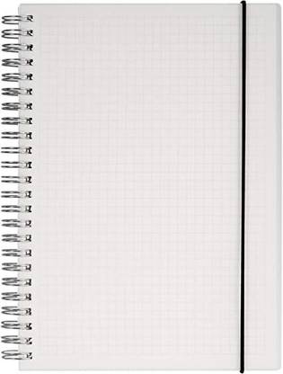 TWONE Hardcover Graph Ruled Spiral Notebook, 5.8 x 8.3 Inches A5, Transparent A5 Notebook Square Grid 160 Pages