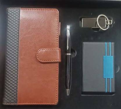 Greeshma Notebook with Pen Keychain and card Holder Ideal Gift for your loved one A5 Gift Set single 160 Pages