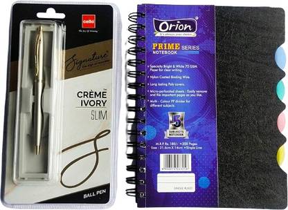 ORION BEST GIFT FOR TEACHER'S DAY,SET OF 5 SUBJECT A5 NOTEBOOK & SLIM BALL PEN Pen Gift Set