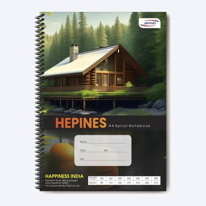 HEPINES Spiral Notebook Single Line,Soft Cover,Spiral Binding School Home & office use A4 Notebook Ruled 200 Pages