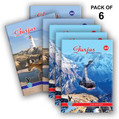 Gurjas Soft Bound Long A4 Notebook Ruled, Single Line 276 Pages