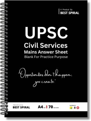 Best Spiral | UPSC Mains Answer Writing Booklet | UPSC Mains Answer Writing Sheet | A4 Notebook UNRULED 300 Pages