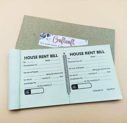 CRAFTWAFT Basic House Rent Bill Book Blank Perforated, House Rent Receipt Book Regular Memo Pad BLANK 25 Pages