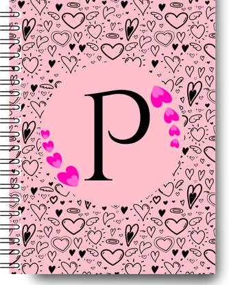 GRPV P Name initial Diary | Personalized diary | Love theme notebook | P Letter diary B5 Diary Ruled 110 Pages