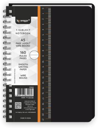 Pragya Office Pro Wire-O Subject Notebook | (14.5x21 CM) | A5 Notebook Single Line 160 Pages
