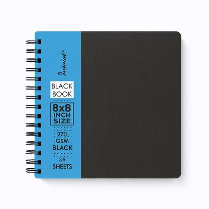 IMPRINT Spiral Bound Black Scrapbook (21 cm X 21 cm)/ 8.25 INCH X 8.25 INCH Size with 35 Black Sheets(Pack of 1 Book) A4 Address Book unruled 35 Pages