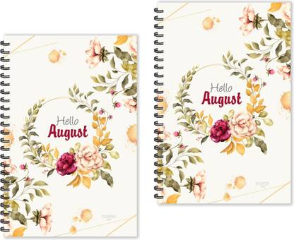 SADAFAL Floral Hello August Monthly Diaries (Ruled-A5 Size), August Month Diaries A5 Diary Ruled 160 Pages