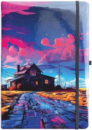 ANUPAM Lyv Journal Notebook College Ruled 80 Gsm Paper with Elegant Silver Edging A5 Journal And Metallic Finish Elastic Closure and Pen Loop (Print 7) 192 Pages