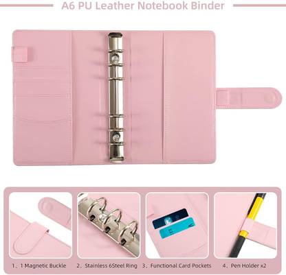 JITAHARAY File Folder Ring Binder Notebook Set A6 Diary Single Ruled 50 Pages