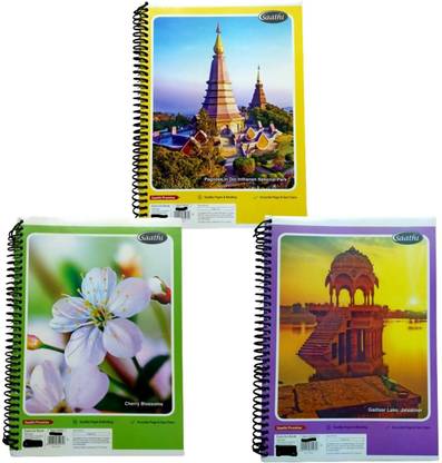 Saathi Spiral Not Book A4 Notebook Single Line 288 Pages