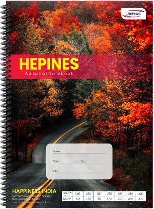 HEPINES Spiral Notebook Single Line,Soft Cover,Spiral Binding School Home & office use A4 Notebook Ruled 200 Pages