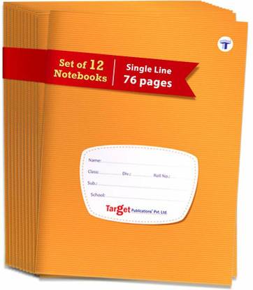 Target Publications Single Line Notebooks for Kids, School & Office | Copy | 18 x 24 cm | Set of 12 Regular Notebook Ruled Pages 76 Pages