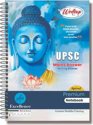 Writeup UPSC Spiral Notebook (Gautam Buddha Painting) A4 Notebook Unruled 200 Pages
