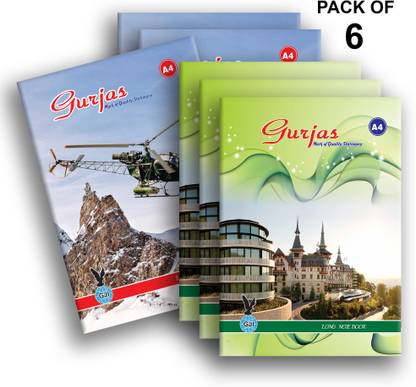 Gurjas Soft Bound Long A4 Notebook Ruled, Single Line 172 Pages