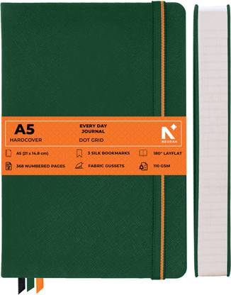 NEORAH 368 Pages-110 Gsm |PAGE A DAY Dot Grid Notebook Journal |Back Pocket|3 Book Mark A5 Journal Dotted 368 Pages