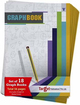 Target Publications Graph Books | Graph Paper with 1 cm Squares | Maths Graph Sheets | Pack of 18 Regular Notebook Ruled 56 Pages