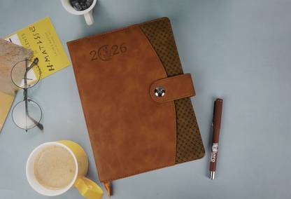 Diaro Premium Leather Daily Planner with Pen Holder & Magnetic Closure, 2026 Executive B5 Diary Ruled 365 Pages