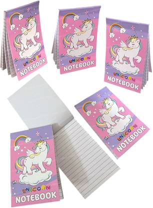 Le Delite 5 piece Cartoon unicorn small notepads Pocket-size Memo Pad ruled 30 Pages