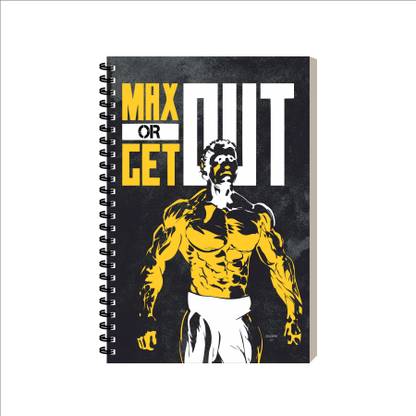 ESCAPER Max Out Or Get Fitness Diary, Spiral Diary Ruled For Boys Notepad A5 Diary Ruled 160 Pages